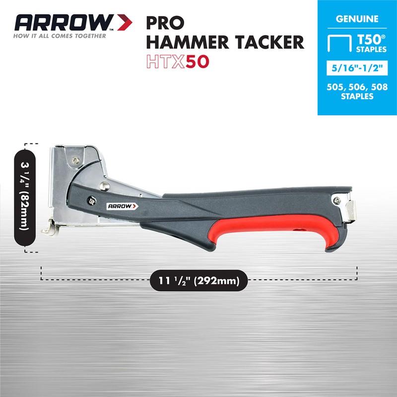 Arrow HTX50 Professional Heavy Duty Hammer Tacker, Manual Stapler for