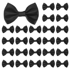 M METERXITY 120-Pack Mini Craft Ribbon Bow 1.5x1 Inch Checkered Fabric Satin Ribbon Bows Boutique for Craft DIY/Treat Bags/Hair Bow Sewing/Wedding/Party/Christmas [Black]