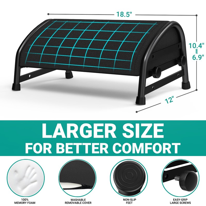 YEASHEIN Adjustable Foot Rest for Under Desk at Work, Ergonomic