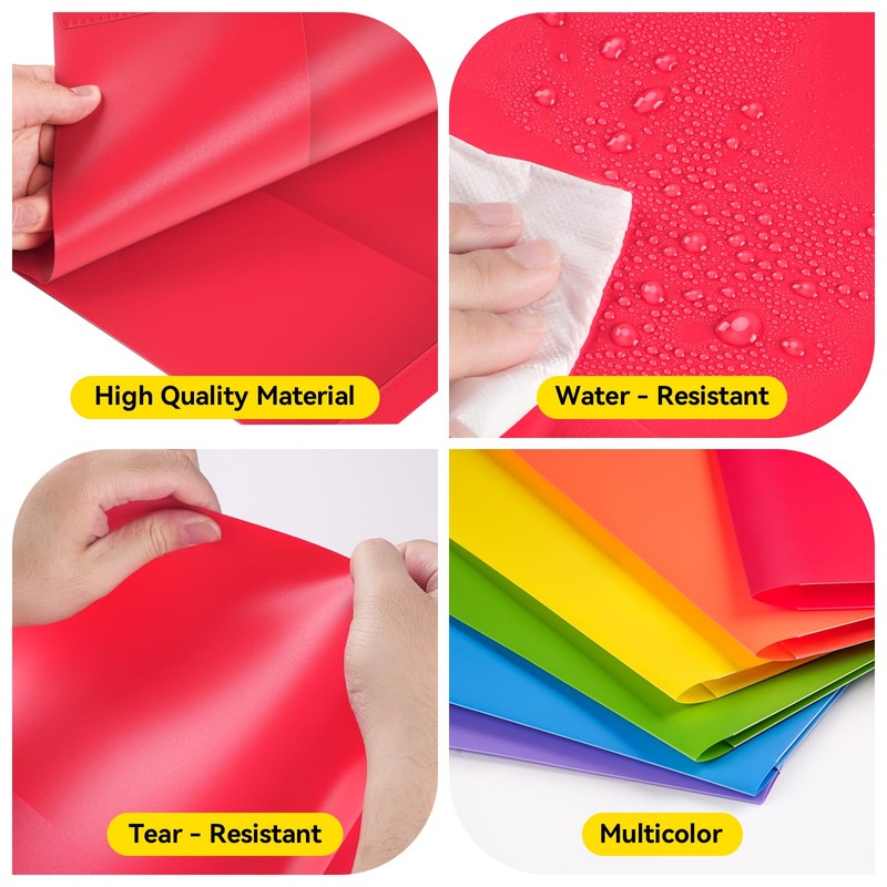 Plastic Folders with Pockets - Multicolor, 6 Pack, Durable 2-Pocket