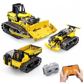zinat 3 in 1 RC Bulldozer Building Set, STEM Construction Vehicle Kit with App & Remote Control, Tracked Engineering Toy Gift for Kids Boys Girls Ages 6+ - 452Pcs