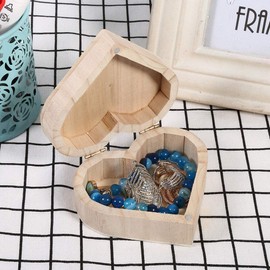 WGFOIP Love Heart Shaped Box, Wooden Jewelry Trinket Box Earrings Pearl Necklace Storage Container for Decoration