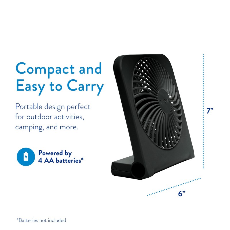 Treva 5-Inch USB and Battery Powered Desk Fan With Two
