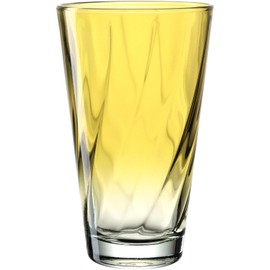 LEONARDO HOME Twist Drinking Glass, 1 Piece, Dishwasher Safe Juice Glass, High-Quality & Modern Drinking Glass, Ergonomic, Everyday & Curved Water Glass, Yellow, 300 ml, 046970