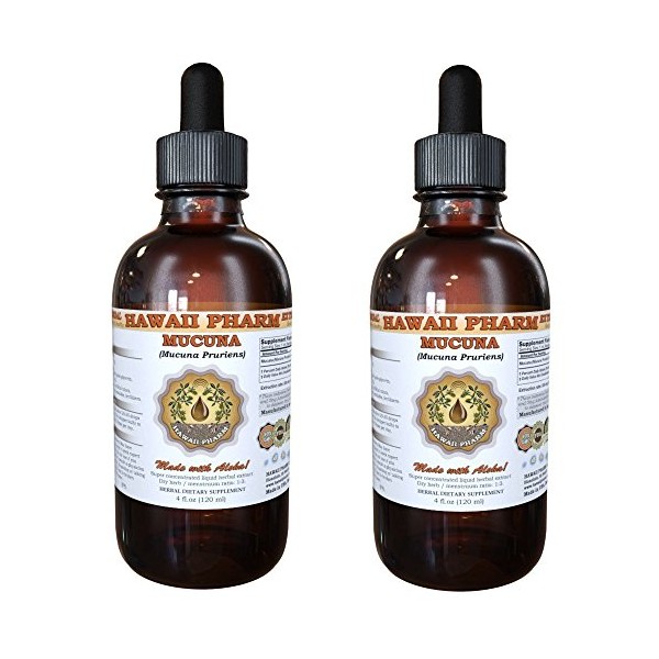 HawaiiPharm Mucuna Liquid Extract, Organic Mucuna (Mucuna Pruriens) Dried Seed Powder Tincture Herbal Supplement