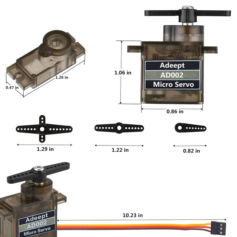 Adeept AD002 8 Pcs 90S 9G Micro Servo Motor, Metal