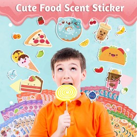 Tageenla Scratch and Sniff Stickers for Kids 1500+, Scented Stickers 72 Sheets 18 Scents, Food Theme Smelly Stickers, Cute Reward Stickers for Classroom, Teacher, Parents.