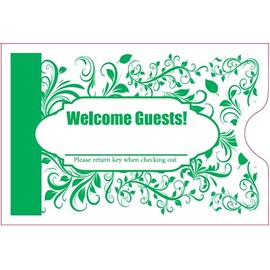 500 Cashier Depot Keycard Envelope/Sleeve" Welcome Guests" 2-3/8" x 3-1/2", 500/Box (Green)