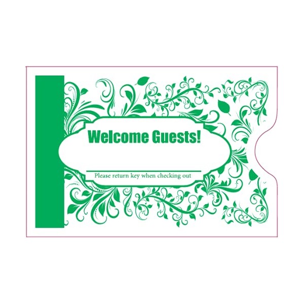 500 Cashier Depot Keycard Envelope/Sleeve" Welcome Guests" 2-3/8" x 3-1/2", 500/Box (Green)