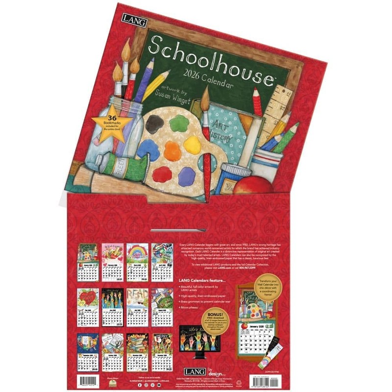 Lang, Schoolhouse 2026 Wall Calendar by Susan Winget, 13.4'' X