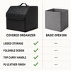 Foldable PU Leather Car Trunk Organizer with Lid, Large Capacity