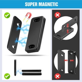 Ultra Thin Cabinet Magnets Door Catch, Adhesive Drawer Latch,Cabinet Magnetic Catch for Kitchen,Closet Door,Cupboard Wardrobe,Sliding Closure,No-Gap Design (Black 8PCS)