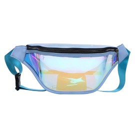 HNKJDS Clear Holographic Fanny Pack Shiny Belt Bag Waterproof Travel Waist Packs with Adjustable Belt for Women Men Girls, (Blue), Blue, One Size, Fashion Waist Pack Fanny Pack