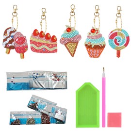 DALAETUS 18pcs Diamond Painting Gifts Set, Birthday Presents, Mosaic Kits, Craft Kits for Children, Diamond Art Keychain for 6-10 Year Old Girls, Unique Keychains