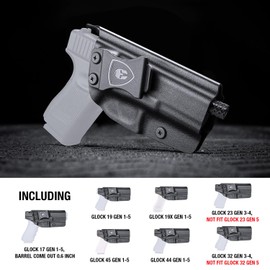 Glock 19 Holster IWB Kydex Holster Custom Fit: Glock 17/19/19X/44/45 Gen 3 4 5 & Glock 23/32 Gen 3 4 Pistol, Concealed Carry Holster G17 G19 G19X G23 G32 G44 G45, Adj. Cant & Retention, Right Hand