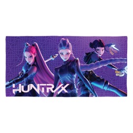 Asciugamano con licenza ufficiale K Pop Demon Hunters | Morbidissimo, design Clash con Zoey, Mira e Rumi | Perfetto per la casa, il bagno, la spiaggia e la piscina | 100% cotone | 140 cm x 70 cm