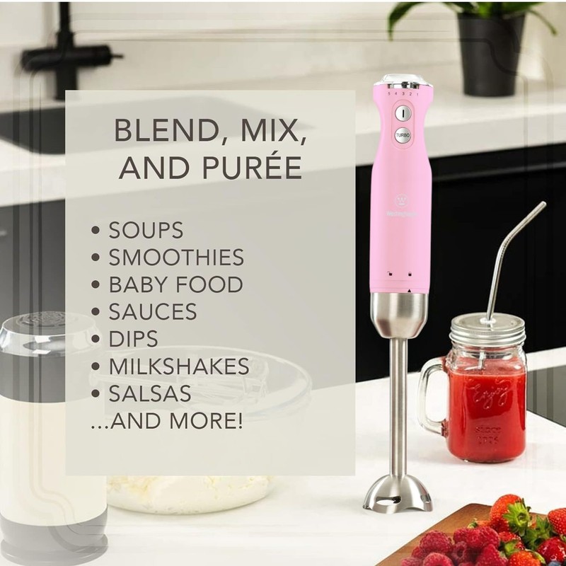 Westinghouse Hand Blender - 5-Speed Immersion Blender with Turbo Function,