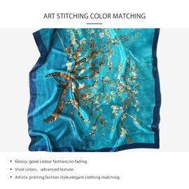 LumiSyne Women's Scarf, Silk Scarf, Fashion Print, Fashion, Elegant Style, Large Stole, Thin, Sunscreen Shawl, Seaside, Elegant, Spring, Summer, Autumn, Winter, Travel, Commuting, blue green