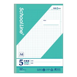 Kyokuto School Line Plus LAP5G Study Book, A4, 0.2 inch (5 mm) Ruled, Green