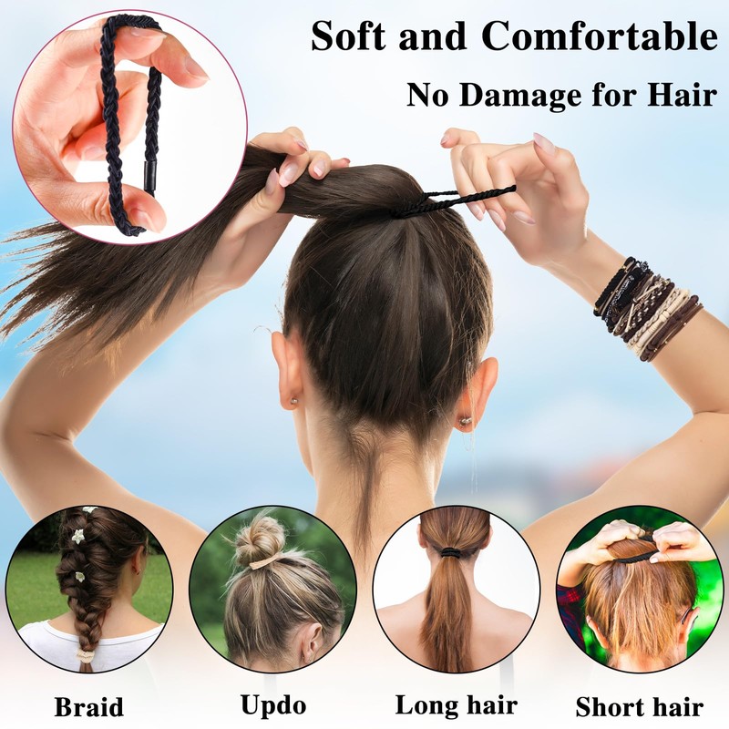 Bouiexye Boho Hair Accessories - 24PCS Hair Tie Bracelets for