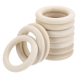 MECCANIXITY 10pcs 2.8" Unfinished Wooden Rings Smooth Natural Wood Macrame Rings for Curtain Connectors DIY Crafts Knitting Decoration Jewelry Making