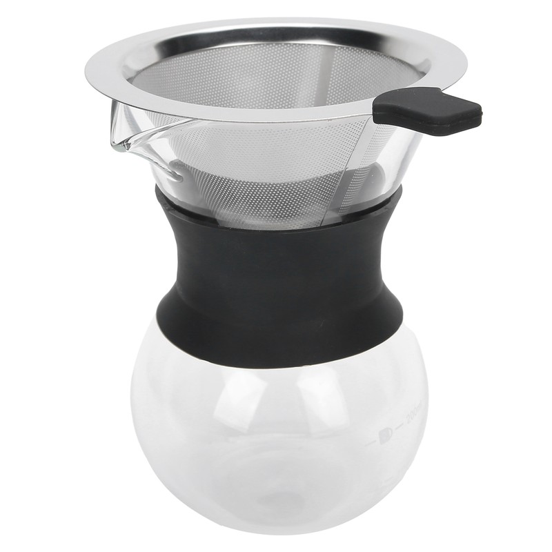 Reusable Glass Coffee Pot with Stainless Steel Filter Manual Drip