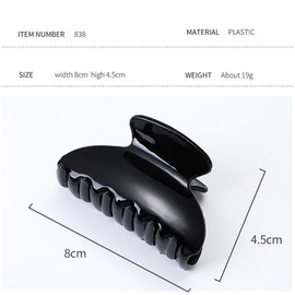 TOVINANNA 5pcs Hair Claw Clips Plastic Ponytail Clips for Thick Thin Hair for Women and Girls Bright Black