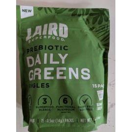 Laird Superfood Prebiotic Daily Greens Singles 15 0.5 oz Packs EXP 08/26
