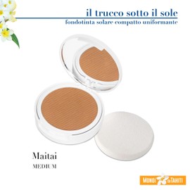 Helan Monoï de Tahiti – Kompakt-Make-up, intensiv, Bräunung, deckendes Make-up mit Sonnenschutz 50+, Gesicht mit Vitamin E und Sheabutter, Jojobaöl, Skincare Make-up Gesicht 2-in-1, 8 ml