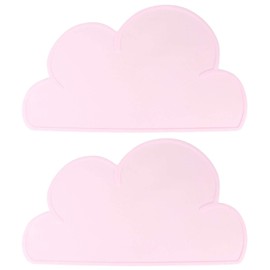 Manteles individuales para bebés, manteles de silicona para niños pequeños, mantel individual para alimentación resistente al calor con forma de nube, 2 piezas(Rosado)