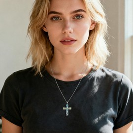 JBAERD Lighthouse Necklace 925 Sterling Silver Lighthouse Cross Pendant Necklace Lighthouse Jewelry Gifts for Women Men