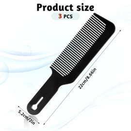 3 Pack Barber Combs - Blending, Fine Tooth Styling, Heat Resistant Flat Top Combs for Home Salon Barber (Black)
