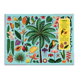 Galison Tropics Puzzle, 1000 Pieces, 27” x 20” – Difficult Jigsaw Puzzle Featuring Colorful, Tropical Artwork and Unique Shaped Pieces – Thick, Sturdy Pieces, Challenging Family Activity