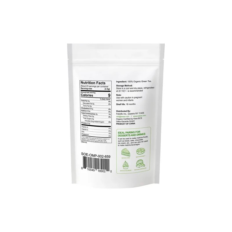 Soeos Matcha Orgánico En Polvo Soeos 57 G Para Lattes