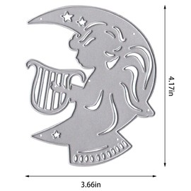 Moon Angel Metal Cutting Dies for Card Making, Cherub Harp Die Cuts Little Angel Dies Embossing Stencil Template Tool for DIY Scrapbooking Paper Card and Photo Album Craft Decoration