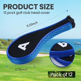 12 Pcs Golf Head Covers,Golf Club Covers Iron Head Covers with Zipper,Golf Club Head Covers Set Includes 3 to LW and A Easy to Identify Protects from Damage and Wear