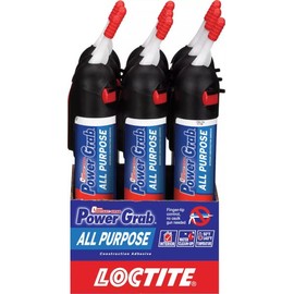Loctite Power Grab Express All Purpose Construction Adhesive, 7.5 fl oz, 9 Pressure Pack - Versatile Construction Glue for Cement, Tile, Wall & More