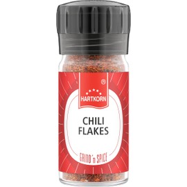 Grind'n Spice Chili Flakes - 34 g in the Handy Disposable Spice Mill by Hartkorn (Glass Container, Adjustable 2-Stage Grinder (Coarse/Fine)