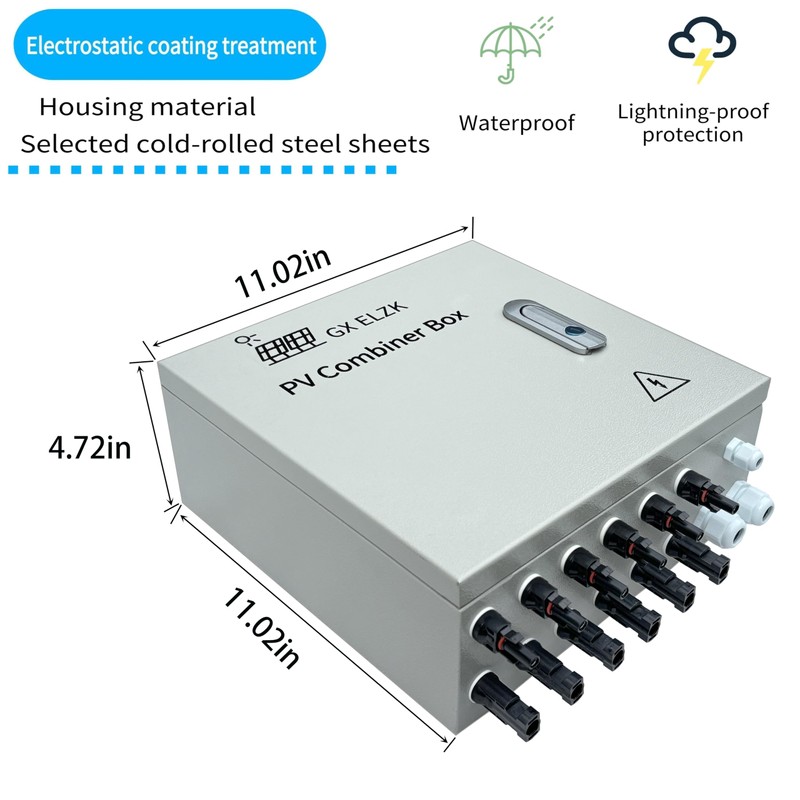 GXELZK Hardcover 6 Strings Solar Combiner Box 80A DC Main