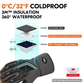 Vgo 1-Pair 32℉ or Above Lined Winter Touchscreen TPR Anti-Vibration Premium Pigskin Leather Heavy Duty Work Gloves (Size L, Blue, PA7675FW)