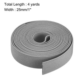 sourcing map Twill Wide Elastic Band Double-Side 25mm(1 inch) Flat 4 Yard Woven Elastic Band Knit Elastic Spool Heavy Stretch Strap Light Grey for Sewing, Waistband