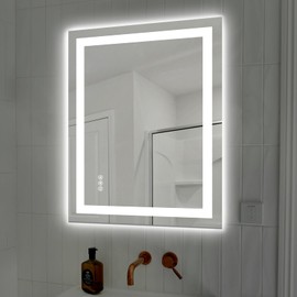 Hivone 28X36 LED Bathroom Mirror with Lights, Anti-Fog, Dimmable, Backlit + Front Lit, Smart Bathroom Vanity Mirror, Memory Function, Shatterproof, Tempered Glass (Horizontal/Vertical)