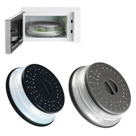 CHENGBAO Juego de 2 Piezas Tapa Microondas，Plegable Cubierta Para Microondas，Tapa de Microondas，Con Agarre Cubierta Plegable Para Microondas (Negro y gris)