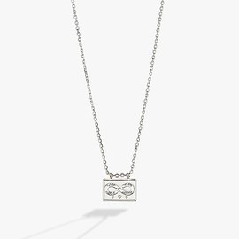 Alex and Ani Family and Infinity Flip Charm Adjustable Necklace, Shiny Silver Finish, Silver Charm