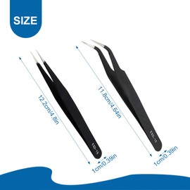 WeddHuis 3 Precision Tweezers Set, Curved Tip, Model Making Tweezers Tool Made of Stainless Steel Pointed Tweezers for Computers, Electronic Repairs, Jewellery, Precision Work, Laboratory Work, Beauty