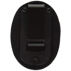 Boston Leather Oval Clip on Badge Holder Plain Finish (Black Leather)