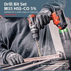 HUHAO M35 Twist Drill Bits Set with Metal Case, Heavy Duty Twist Drill Bit Set for Aluminum Alloy, Cast Iron and Wood Plastic, Twist Jobber Drill Bit for Size 1.5mm-6.5mm,13pcs