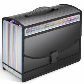 25 Pockets Expanding File Folder Accordion File Organizer with Handle,Fun Storage Portable Document Organizer File Box Filing Organizer for Home School Office Traveling, A4 and Letter Size