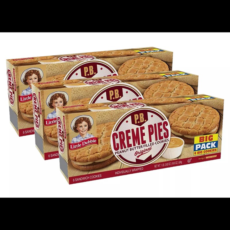 Little Debbie Peanut Butter Creme Pies 18.39 Oz (3 Boxes)
