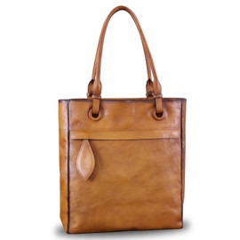 Genuine Leather Handbag Purses for Women Top Handle Bag Lady Work Tote Bags Retro Satchel (Brown)